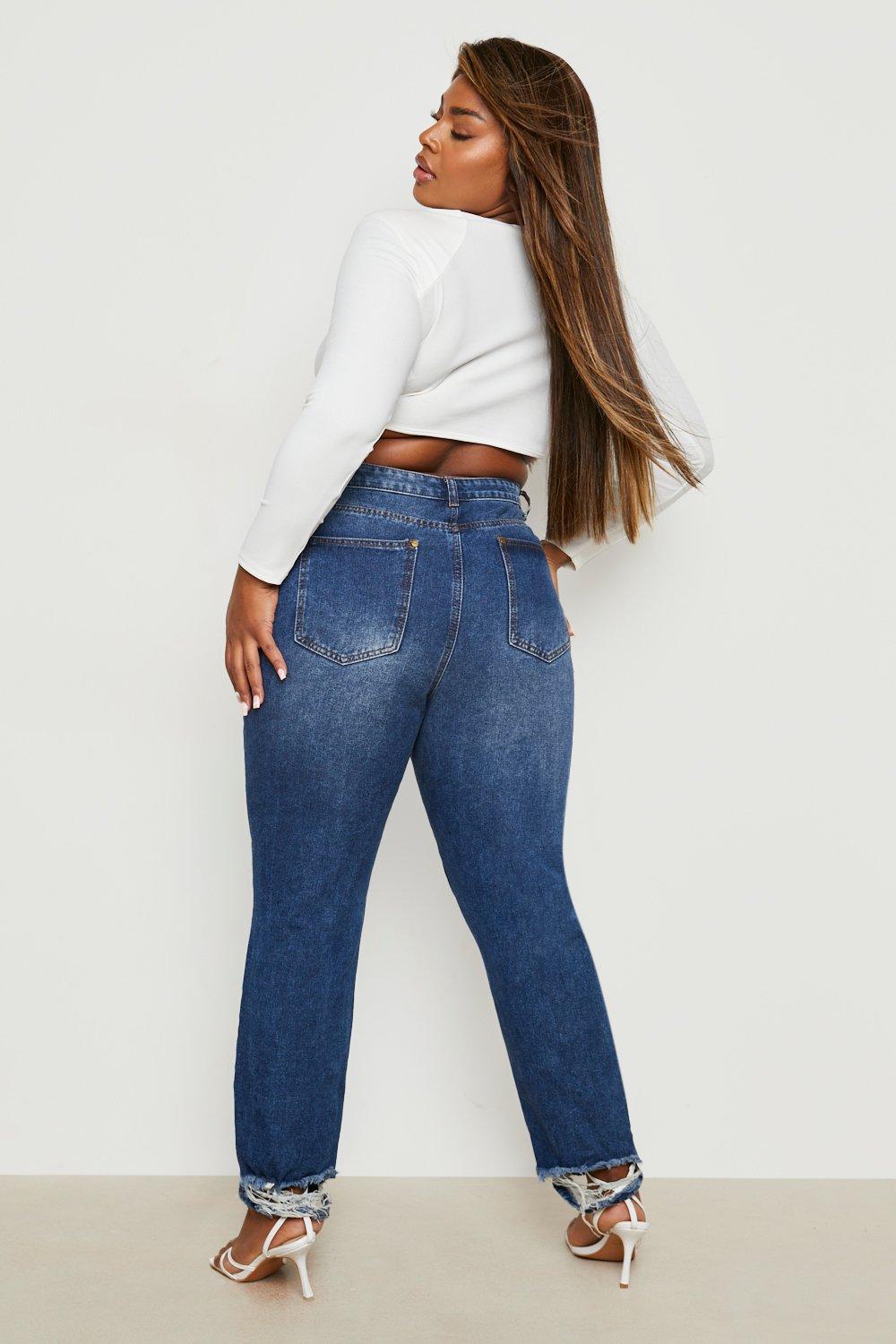 Jean déchiré grande taille femme sale